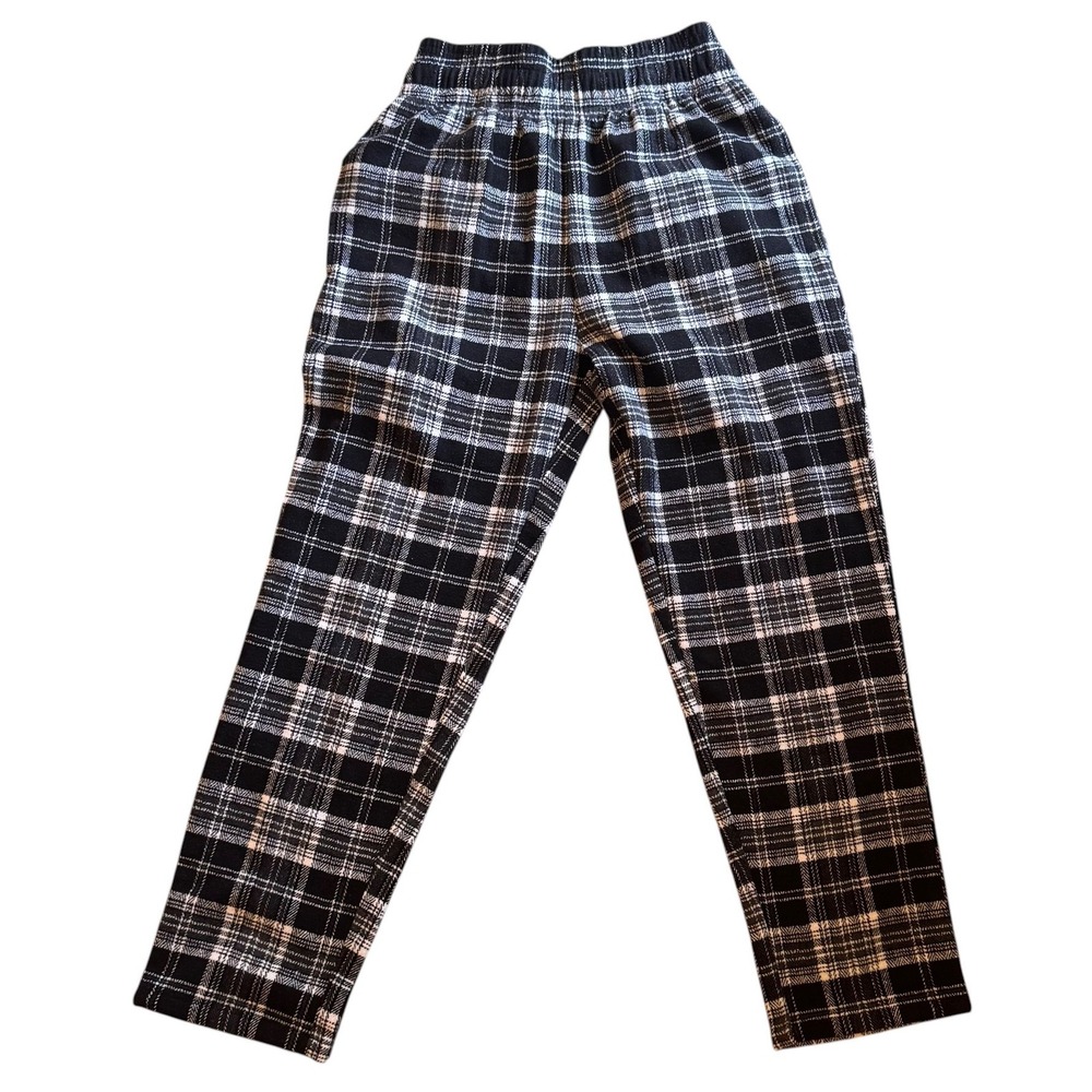 Cookman Chef Pants Mens Small Black White Plaid Elastic Waist Relaxed Fit